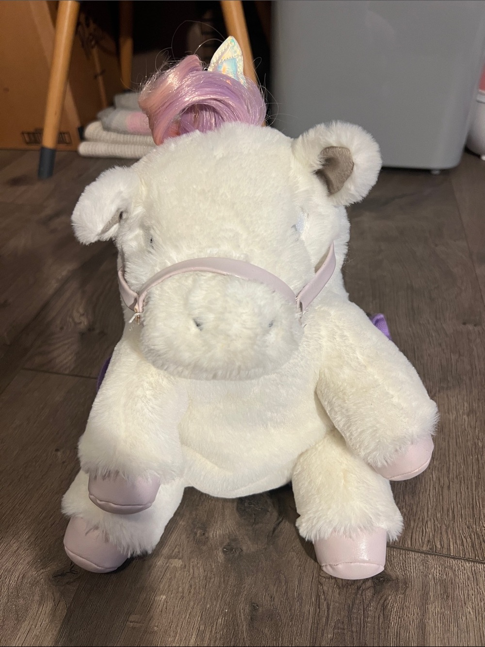 NWOT mini miss KG fur White Unicorn Stuffed Animal mini backpack